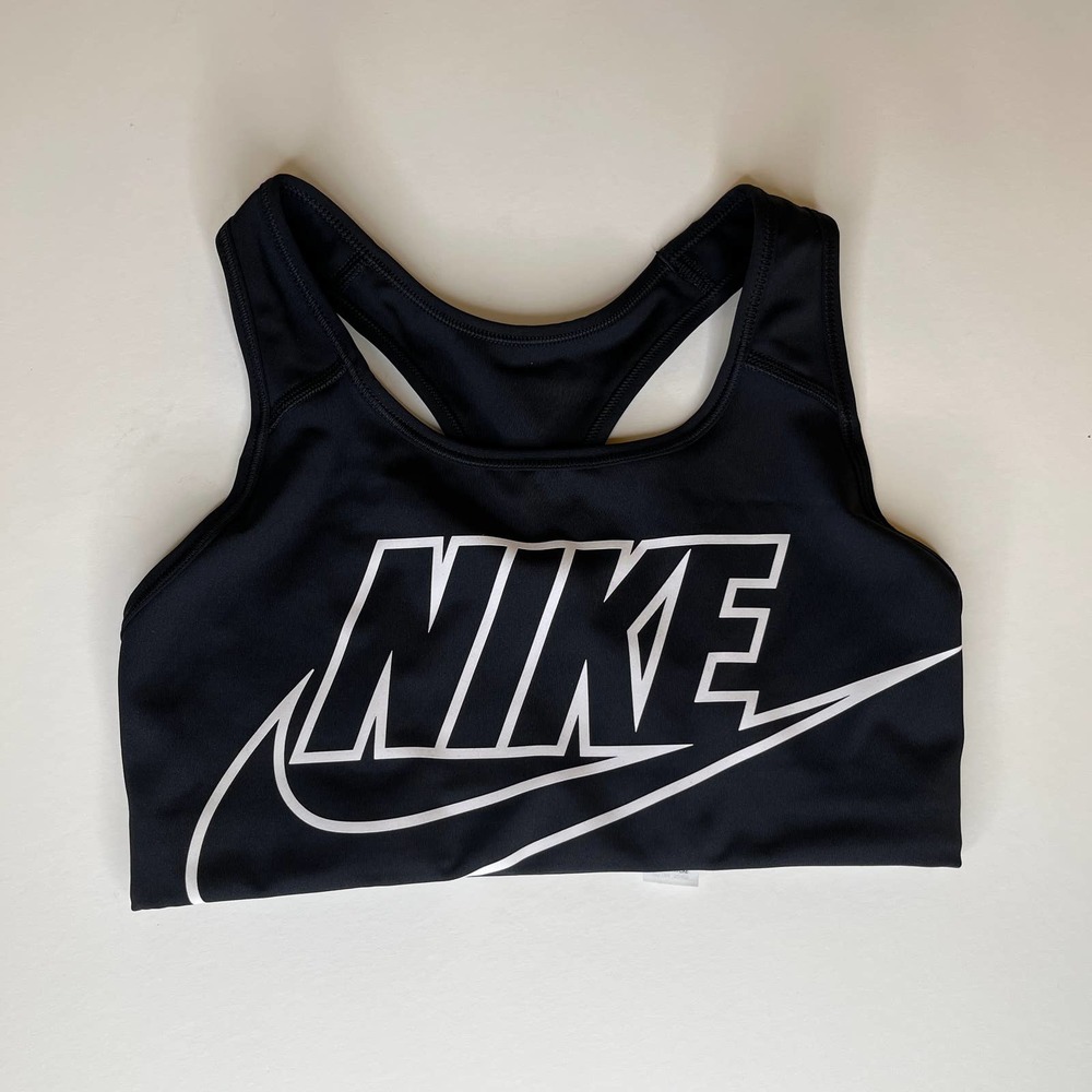 Nike Futura Dri-Fit Medium Support Black Bra, New, S